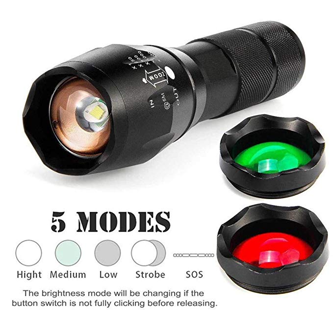 PENATE 3 Color 5 Modes Tactical Flashlight Zoomable Flashlight Handlamp Torch 20000 lumens XML T6 LED Hard Light Tactical Flashlight With 2 x Lens