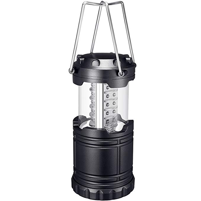Begana Portable Camping Lantern Flashlights with 30 LED Bulbs - Restractable & Lightweight & Water Resistant Camping Light, Great for Hiking & Camping & Emergencies & Travel, Black