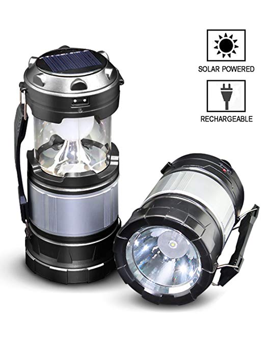 AGARE Ultra Bright Portable Outdoor LED Camping Lantern Solar Lamp Handheld Flashlights Collapsible，Multi Purpose - for Hiking,Camping, Emergencies, Hurricanes, Outages, Storms(Black,Collapsible)